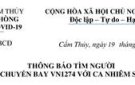 THÔNG BÁO TÌM NGƯỜI ĐI CÙNG CHUYẾN BAY VN1274 VỚI CA NHIÊM SARS-COV-2  